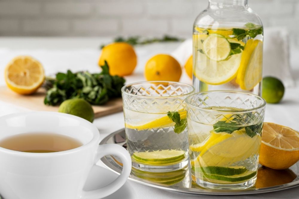 A selection of healthy beverages for use in fasting